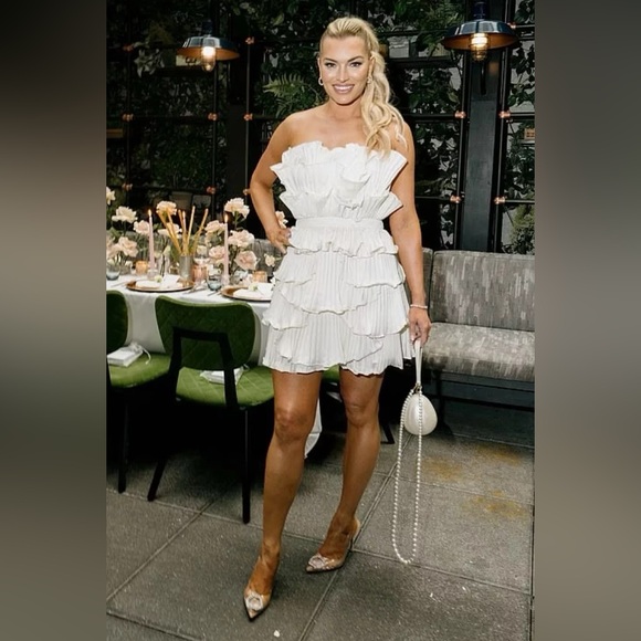 AMUR White Ruffle Mini Dress - Picture 4 of 13